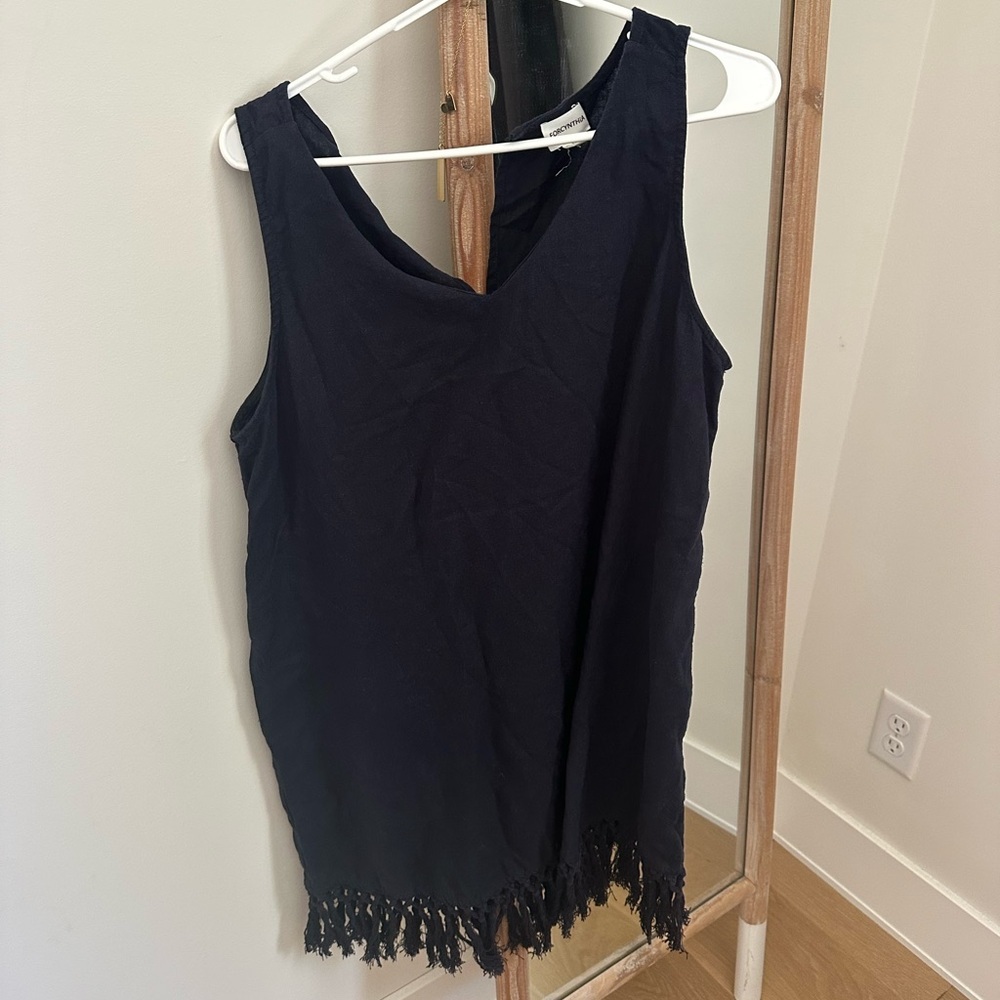 Forcynthia Women’s Navy Fringe Hem dress